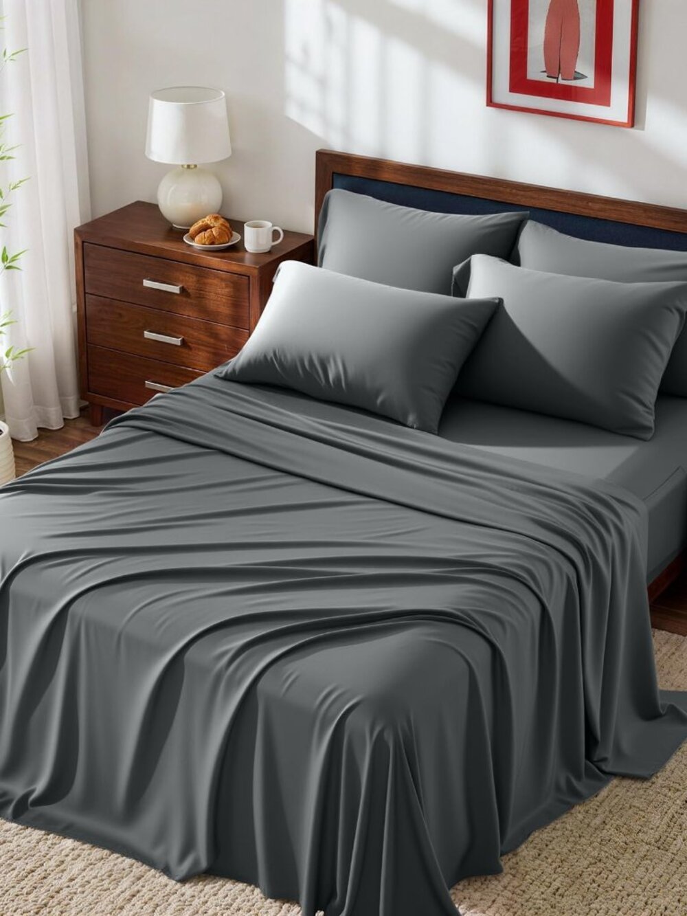 NEW Bamboo Viscose Sheet Set Queen Size Cooling Sheets 100 Derived from Hotel Up